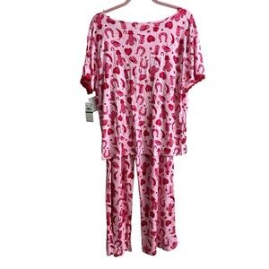 Roudelain Valentines Cowgirl Fairlytale Pajama Women’s L  Short Sleeve Pants